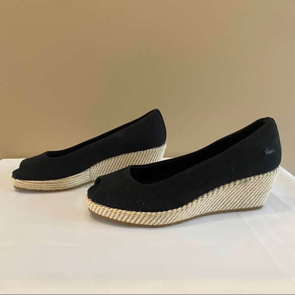 Lacoste Calvante Peep Toe Wedge Espadrille - Picture 3 of 9